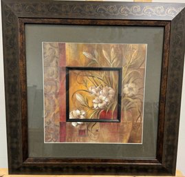 Framed And Matted Floral Print With Decorative Frame -USA