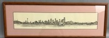 Framedmatted Seattle Skyline By Signed Artist - Etching