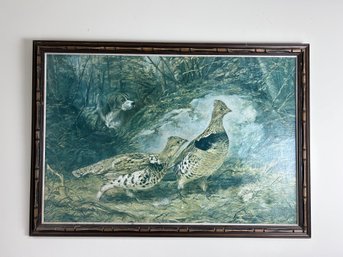 Grouse Print On Canvas With Embellishment
