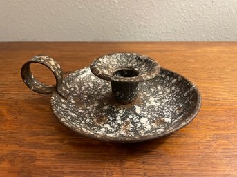 Antique Granite Ware Candle Holder