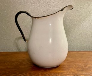 Large Vintage Granite Ware Enamel Pitcher