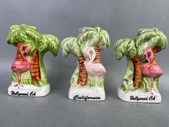 Pink Flamingo Salt & Pepper Shakers Plus 1 Toothpick Holder