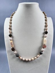 Natural Stone And Metal Beaded Necklace