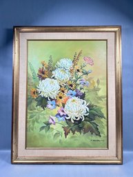 Vintage Framed Floral Arrangement Painting - Artist Signed