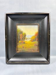 Framed Original 8 X 10 Oil Painting Of Fall Landscape, Artist Signed, Cayne