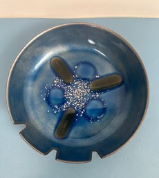 Bovano Blue Enamel Ashtray.