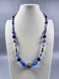 Glass And Metal Graduated Beaded Necklace