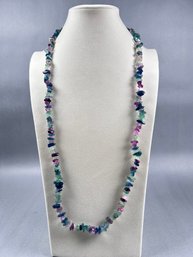 Polished Natural Stone Chip Beaded Slip On Necklace