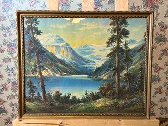 Antique Mountain Scene Print