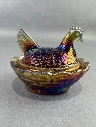 Uranium Boyd Glass Chick Hen On Nest Salt Cellar