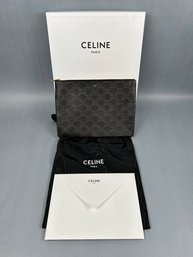 Celine Paris Allover Logo Zipped Clutch Bag