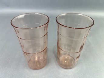 Pink Depression Optic Glass Tumblers