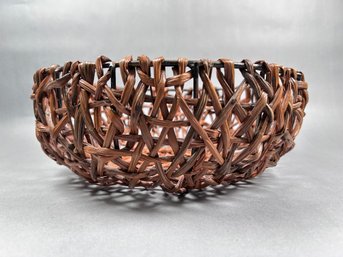 Open Weave Basket With Metal Frame