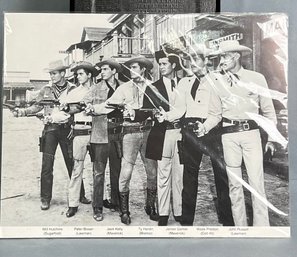 Reprint On Cardboard Promotional Photograph Of Various Warner Bros. Television Western Stars From 1959.
