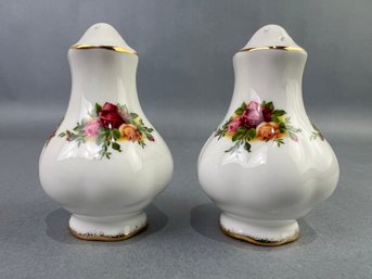 Old Country Rose Bone China Salt & Pepper England 1962