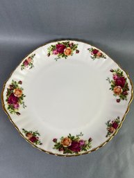 Old Country Rose Bone China England 1962 Handled Serving Platter