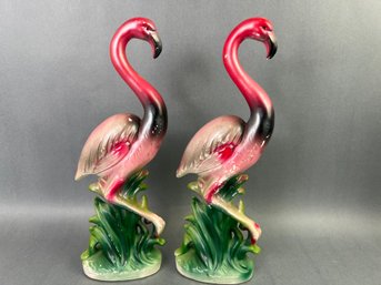 Large Chalkware Flamingos