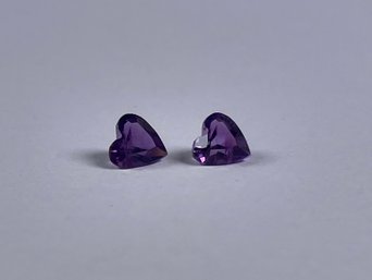 Pair Of 6mm Heart Shaped Amethyst Cut Stones