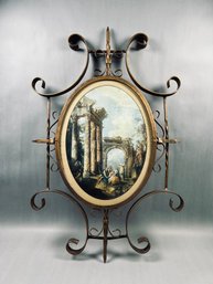 Ornate Florentine-style Wall Art -- Metal Scroll Frame