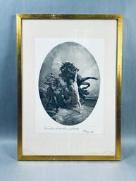 Antique Print Automedon And The Horses Of Achilles, A Scene Originally Painted By Henri Regnault