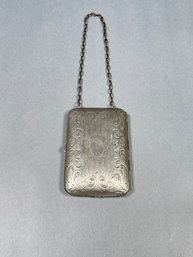 Vintage Silver Metal Ladies Coin/Token Purse With Chain
