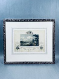 Antique Engraving Print 'A Distant View Of Schenectady On The Mohawk River'