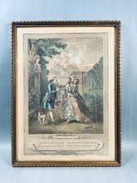 Antique Hand-colored Engraving Titled 'La Promenade Du Soir' (The Evening Promenade)