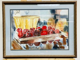 Original Watercolor Cherries For Sale - Signed