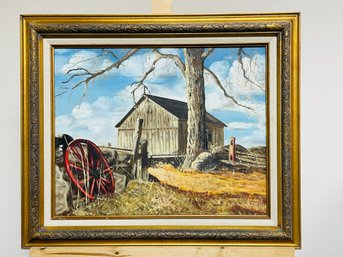 Original Painting Farm Scene - Artist Hilda Tuthill