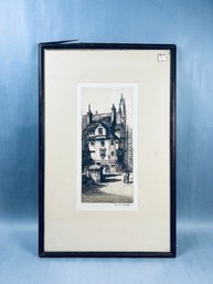 Antique Etching Of John Knox House In Edinburgh By Artist Chris H. Clark