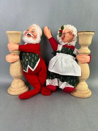 Annalee Mr And Mrs Santa Doll With Candle Sticks