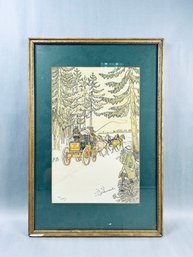 The Stagecoach - Lithograph By French Artist Harry Eliott
