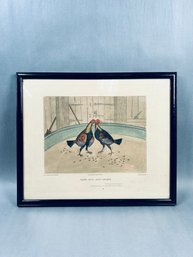 Antique PROOF Engraving Plate No. 4, Fast Locked, From Cockfighting Series By C.R. Stock
