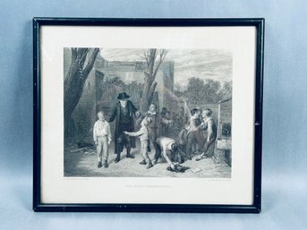 Antique Engraving 'The Fight Interrupted,' Based On An Original By Irish Artist William Mulready