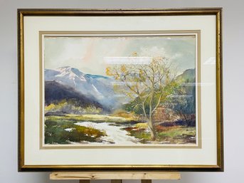 Original Watercolor Fall Mountain Landscape