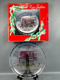 Winter Traditions Hand Painted 14 Inch Crystal Platter.