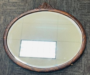 Antique Oval Wood Framed Bevelled Wall Mirror