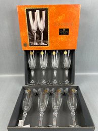 8 Austrian Cristal De Flandre Flutes.