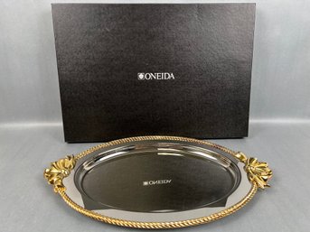 Oneida Stainless Steel Gold Plated Serving Platter.