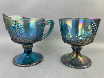 Blue/Gray Indiana Glass Iridescent Carnival Glass Cream Nd Sugar