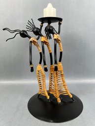 Vintage Iron And Raffia Laurids Lonberg Style Candleholder.