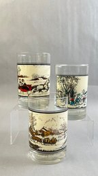 Vintage 1981 Arby's Currier & Ives Holiday Collector Glasses.