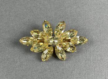 Yellow Marquise Rhinestone Brooch