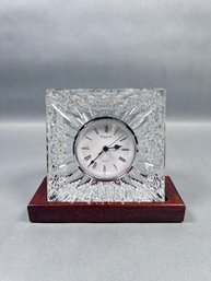 Waterford Crystal Olive Clock With Mahogany Stand