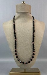 Red Diamond Cut Beaded Necklace