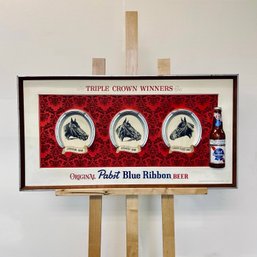 Vintage 1940s Pabst Blue Ribbon 3D 'Triple Crown Winners' Sign
