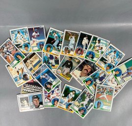 Vintage 1983 Topps Baseball Cards Featuring Various New York Yankees And Los Angeles Dodgers Players