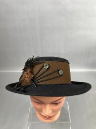 Black Wool Felt Gambler Hat