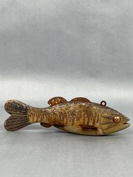 Hand-carved And Hand-painted Wooden Fish Spearing Decoy
