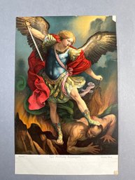 Vintage Postcard Features A Chromolithograph Reproduction Of San Michele Arcangelo (Saint Michael The Archange